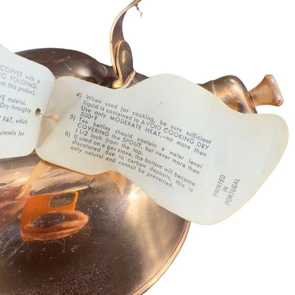 ODI Solid Copper Tea Kettle Tea Pot Made In Portugal Stamped Wooden Handle Knob - Picture 12 of 16